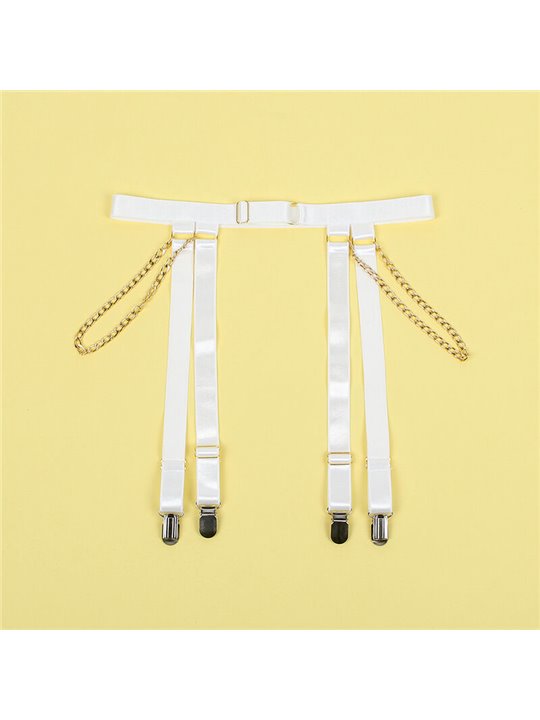 Subblime 954291 - Body con Catene + Cintura Reggicalze Bianco L/XL