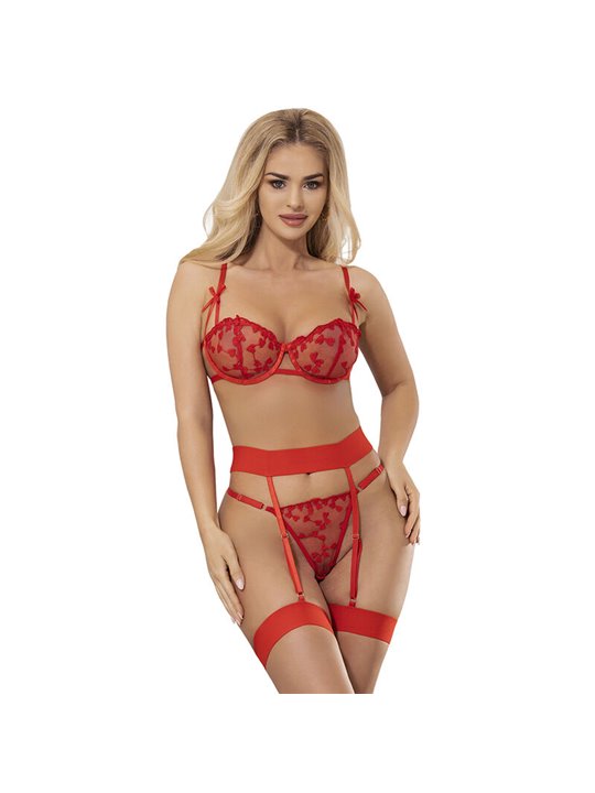 Subblime 954338 - Completo Intimo 3 Pezzi con Stampa a Cuore Rosso L/XL