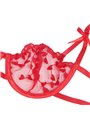 Subblime - 954338 Heart Print Bra + Thong + Garter Belt Red L/Xl