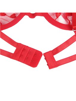Subblime - 954338 Heart Print Bra + Thong + Garter Belt Red L/Xl