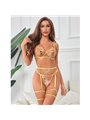 Subblime 954345 - Completo Intimo 3 Pezzi in Pizzo Floreale Giallo S/M