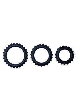 Baile - Titan Set 3Pcs Cock Ring Black 2.8 + 2.4 + 1.9 CM