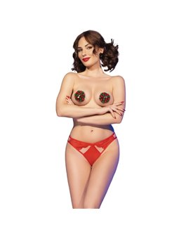 Chilirose - Cr 4839 Christmas Set Nipple Covers + Panties Red L/Xl