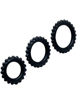 Baile - Titan Set 3Pcs Cock Ring Black 2.8 + 2.4 + 1.9 CM