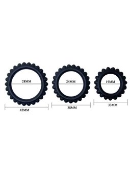 Baile Titan - Set 3 PZ Anelli Fallici in Silicone Nero 28 + 24 + 19 CM