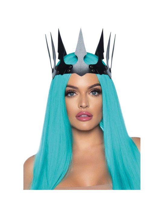Leg Avenue - Corona Maleficent in Pelle Sintetica Nera con Borchie
