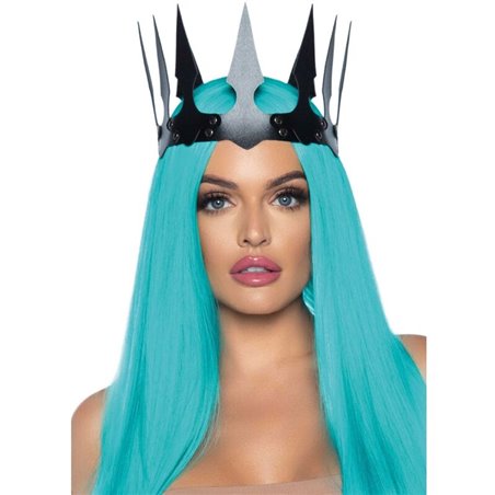 Leg Avenue - Corona Maleficent in Pelle Sintetica Nera con Borchie