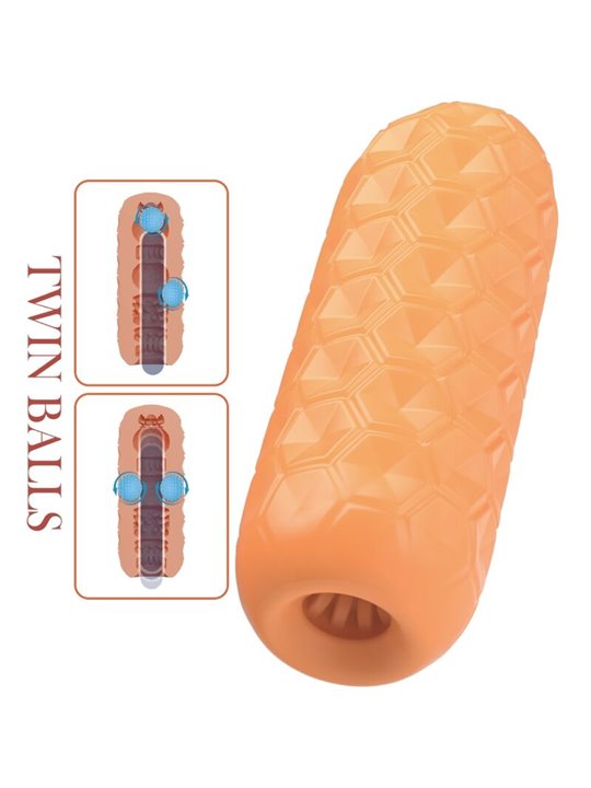 Pretty Love Twin Balls - Masturbatore per Uomo in Silicone Arancione