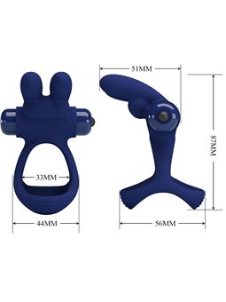 Pretty Love - Francisco Double Vibrating Ring Rabbit Blue