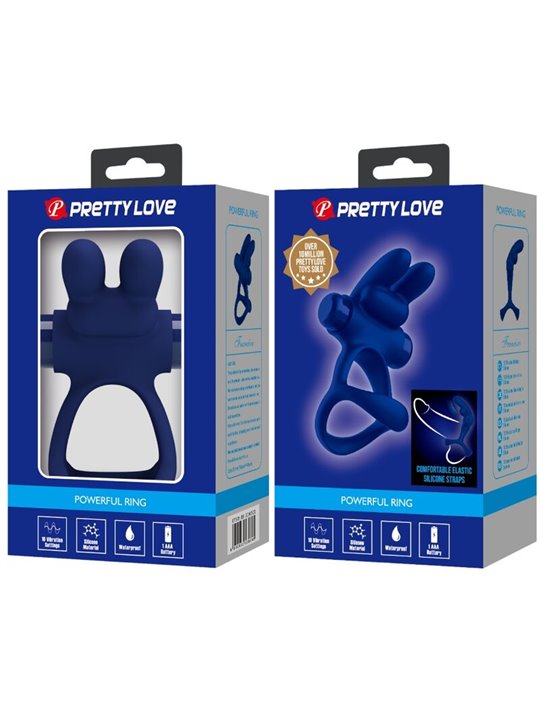 Pretty Love Francisco - Doppio Anello Fallico Vibrante Rabbit Blu