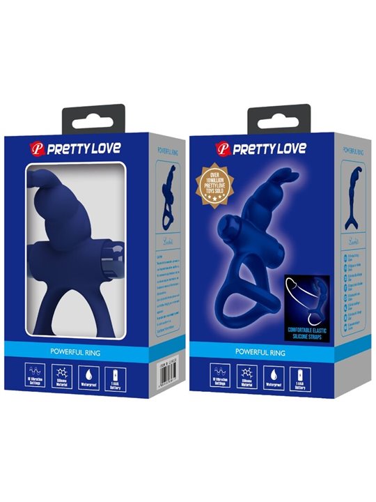 Pretty Love Luchito - Doppio Anello Fallico Vibrante Rabbit Blu