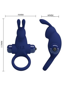 Pretty Love Jiro - Anello Fallico Vibrante con Stimolatore Rabbit Blu