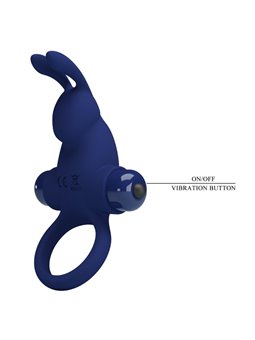 Pretty Love Jiro - Anello Fallico Vibrante con Stimolatore Rabbit Blu