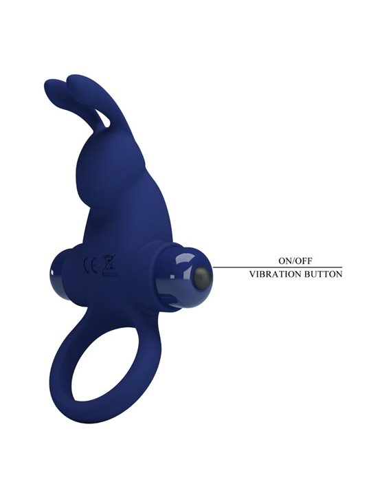 Pretty Love Jiro - Anello Fallico Vibrante con Stimolatore Rabbit Blu