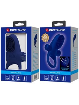 Pretty Love Palle - Anello Fallico Vibrante con Stimolatore Blu