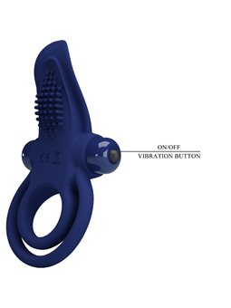 Pretty Love Bronson - Doppio Anello Fallico con Vibrazione Blu