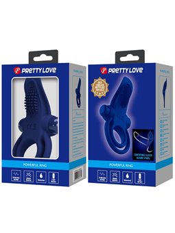 Pretty Love Bronson - Doppio Anello Fallico con Vibrazione Blu