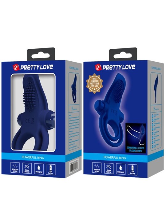Pretty Love Bronson - Doppio Anello Fallico con Vibrazione Blu