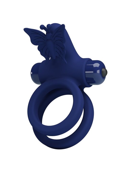 Pretty Love Jamele - Doppio Anello Fallico Vibrante Butterfly Blu