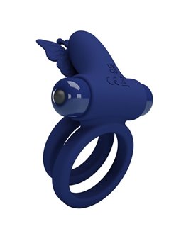 Pretty Love - Jamele Double Ring With Vibration & Butterfly Stimulator Blue