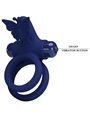 Pretty Love - Jamele Double Ring With Vibration & Butterfly Stimulator Blue