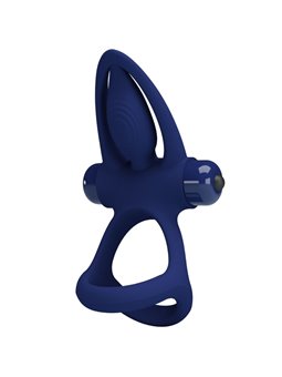 Pretty Love - Mat Double Ring With Vibration & Stimulator Blue
