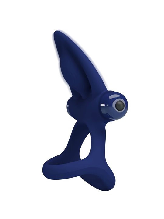 Pretty Love Mat - Doppio Anello Fallico Vibrante con Stimolatore Blu