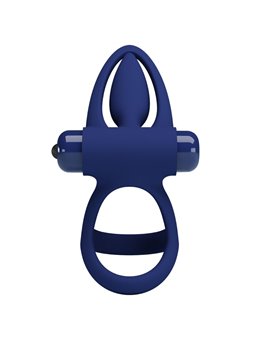 Pretty Love Mat - Doppio Anello Fallico Vibrante con Stimolatore Blu
