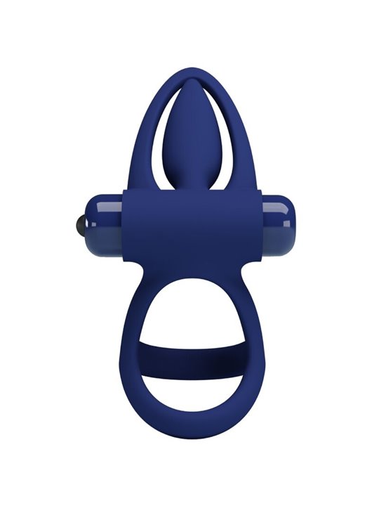 Pretty Love Mat - Doppio Anello Fallico Vibrante con Stimolatore Blu