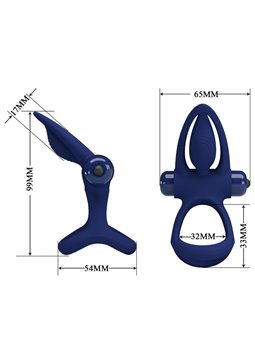 Pretty Love Mat - Doppio Anello Fallico Vibrante con Stimolatore Blu