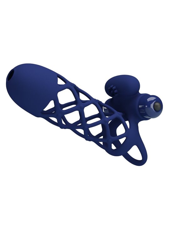 Pretty Love Giann - Anello Fallico Vibrante con Guaina in Silicone Blu