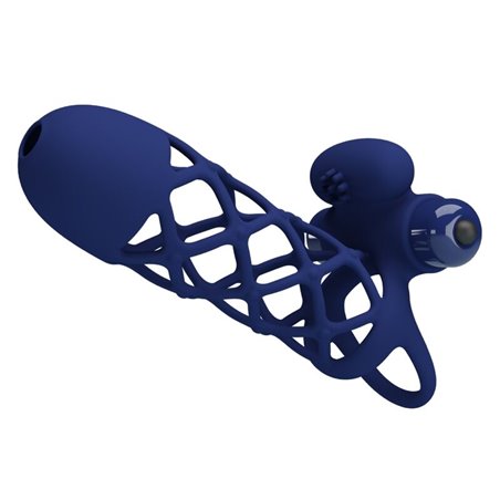 Pretty Love Giann - Anello Fallico Vibrante con Guaina in Silicone Blu