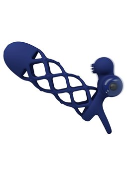 Pretty Love Giann - Anello Fallico Vibrante con Guaina in Silicone Blu