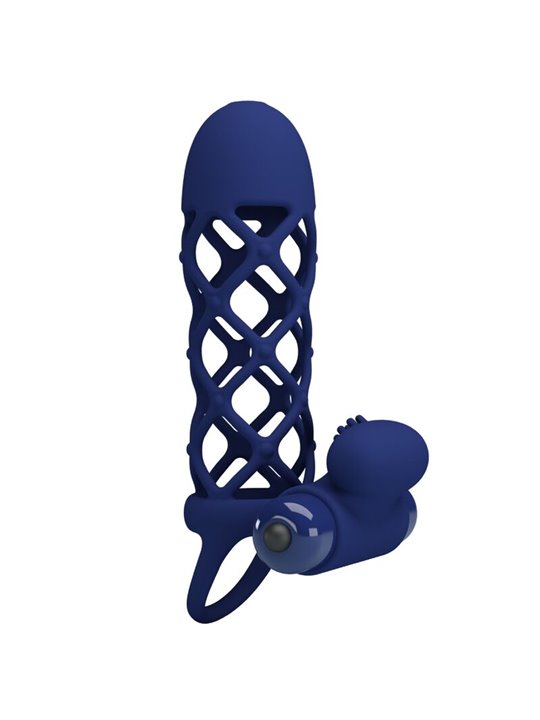 Pretty Love Giann - Anello Fallico Vibrante con Guaina in Silicone Blu