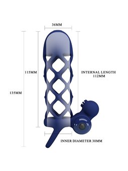 Pretty Love Giann - Anello Fallico Vibrante con Guaina in Silicone Blu