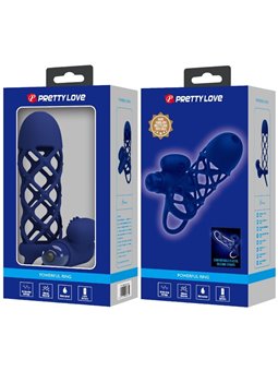 Pretty Love Giann - Anello Fallico Vibrante con Guaina in Silicone Blu