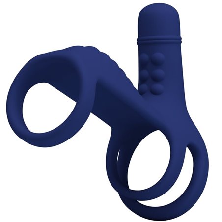 Pretty Love Elish - Triplo Anello Fallico Vibrante con Stimolatore Blu