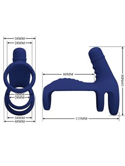 Pretty Love - Elish Vibrating Ring With Extension Blue