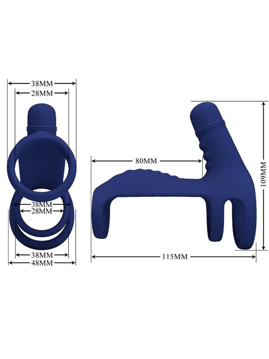 Pretty Love - Elish Vibrating Ring With Extension Blue