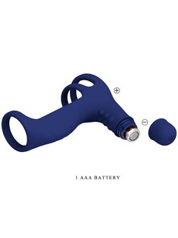 Pretty Love Elish - Triplo Anello Fallico Vibrante con Stimolatore Blu
