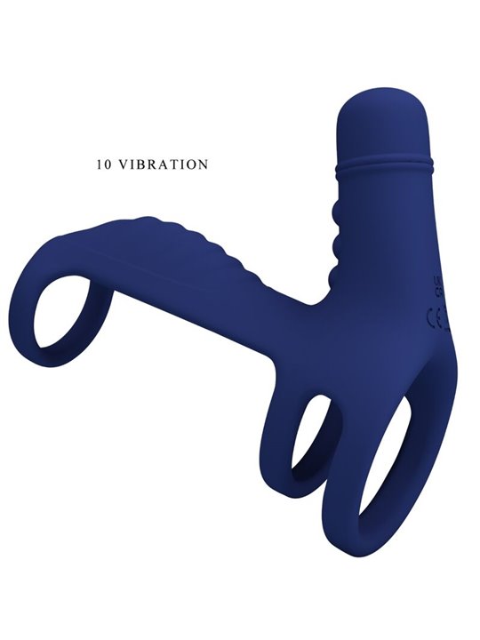 Pretty Love - Elish Vibrating Ring With Extension Blue