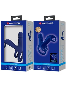 Pretty Love Elish - Triplo Anello Fallico Vibrante con Stimolatore Blu