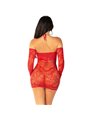 Leg Avenue - Off-Shoulder Long-Sleeved Mesh Mini Dress Red