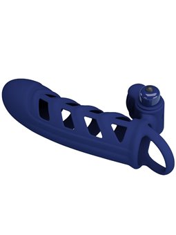 Pretty Love Altaf - Anello Fallico Vibrante con Guaina in Silicone Blu