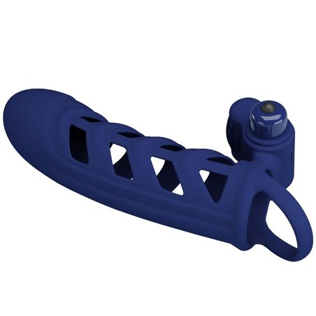 Pretty Love Altaf - Anello Fallico Vibrante con Guaina in Silicone Blu