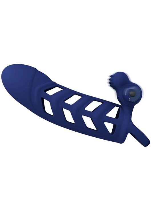 Pretty Love Altaf - Anello Fallico Vibrante con Guaina in Silicone Blu