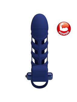 Pretty Love Altaf - Anello Fallico Vibrante con Guaina in Silicone Blu