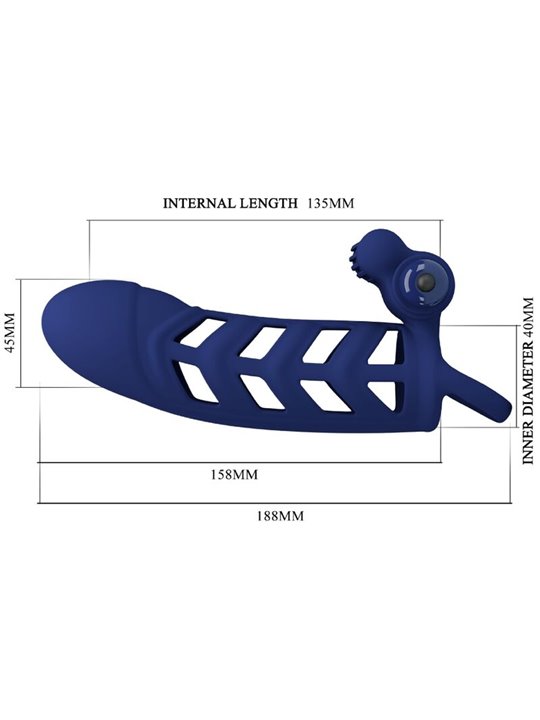 Pretty Love Altaf - Anello Fallico Vibrante con Guaina in Silicone Blu