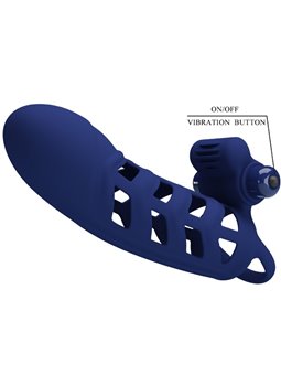 Pretty Love Altaf - Anello Fallico Vibrante con Guaina in Silicone Blu