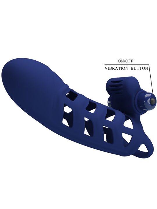 Pretty Love Altaf - Anello Fallico Vibrante con Guaina in Silicone Blu
